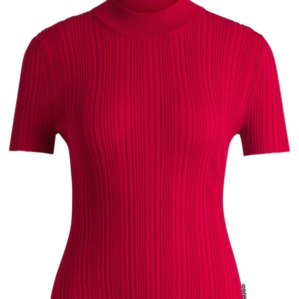 Pull à col montant en maille côtelée irrégulière – Hugo Boss