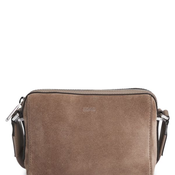 Sac porté croisé en cuir suédé avec logo gravé en creux – Hugo Boss