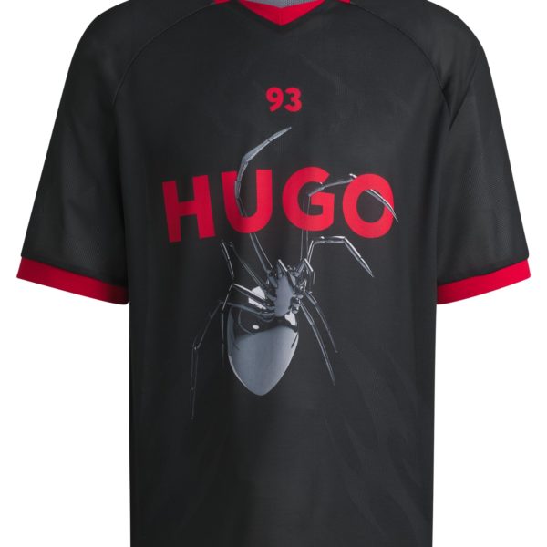 T-shirt Relaxed en mesh inspiré du football, avec imprimé de la saison – Hugo Boss