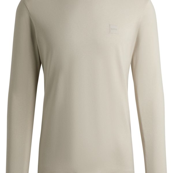 T-shirt à manches longues en coton avec patch logoté tissé – Hugo Boss