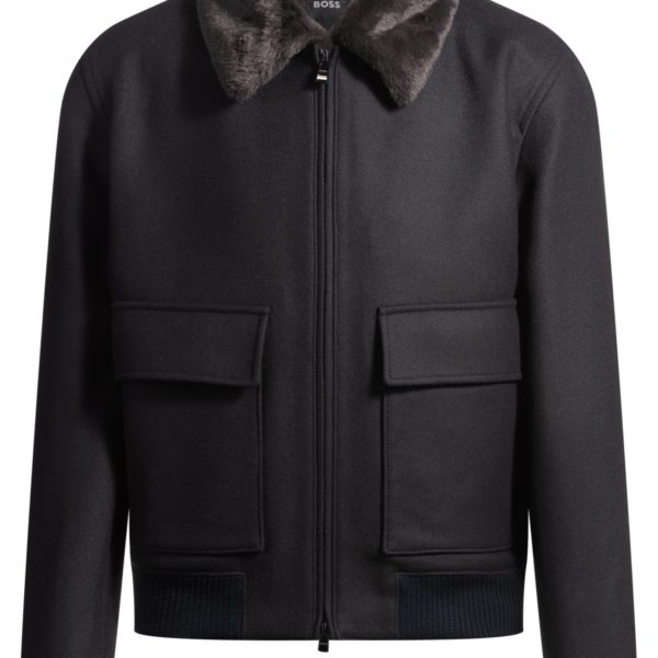 Veste aviateur Regular à col amovible en fourrure synthétique – Hugo Boss
