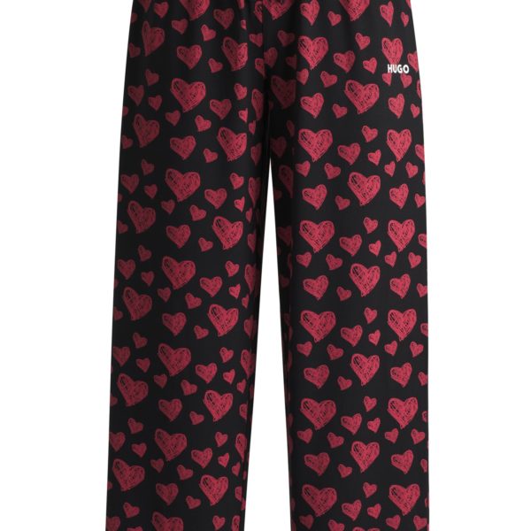 Bas de pyjama en jersey de modal mélangé avec imprimé cœurs – Hugo Boss
