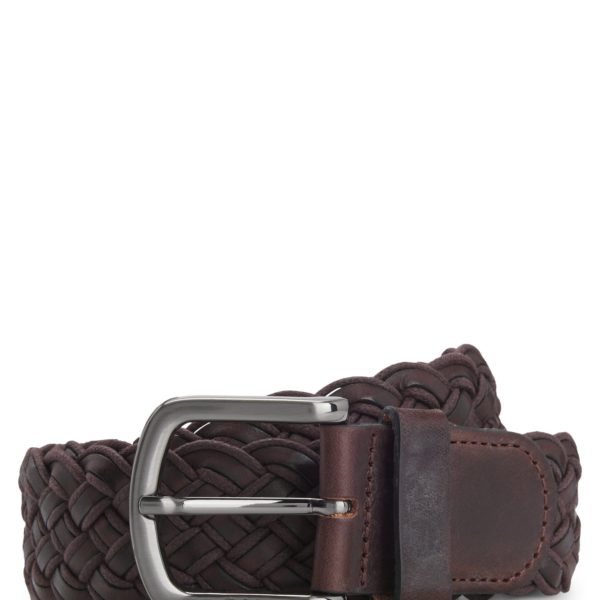 Ceinture en cuir tressé avec boucle logotée – Hugo Boss