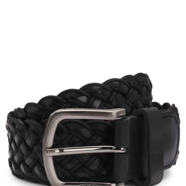 Ceinture en cuir tressé avec boucle logotée – Hugo Boss