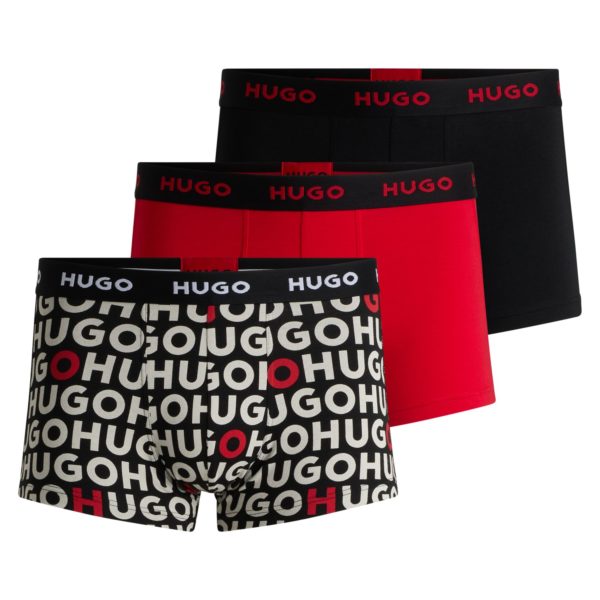 Lot de trois boxers courts en coton stretch avec taille logotée – Hugo Boss