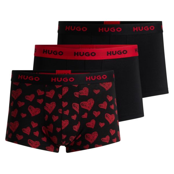 Lot de trois boxers courts en coton stretch avec taille logotée – Hugo Boss