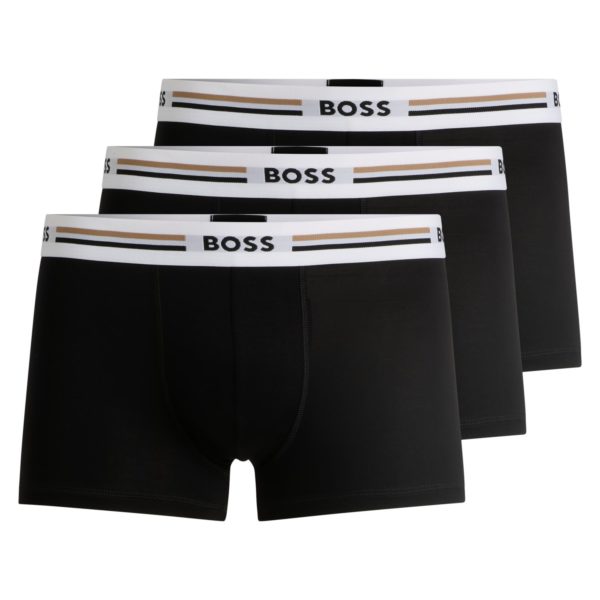 Lot de trois boxers courts stretch avec taille à rayures emblématiques – Hugo Boss