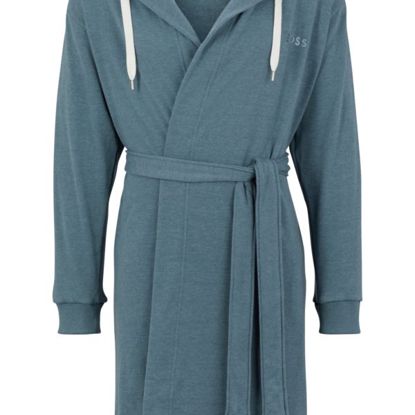 Peignoir bleu à capuche avec manches logotées – Hugo Boss