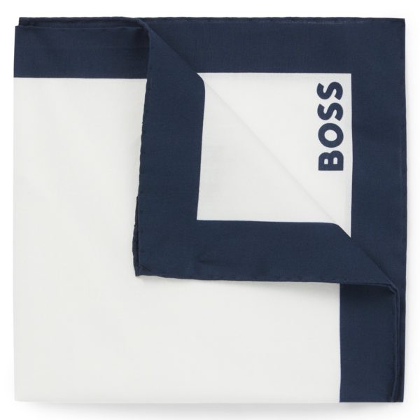 Pochette de costume en coton à logo et bordure imprimés – Hugo Boss