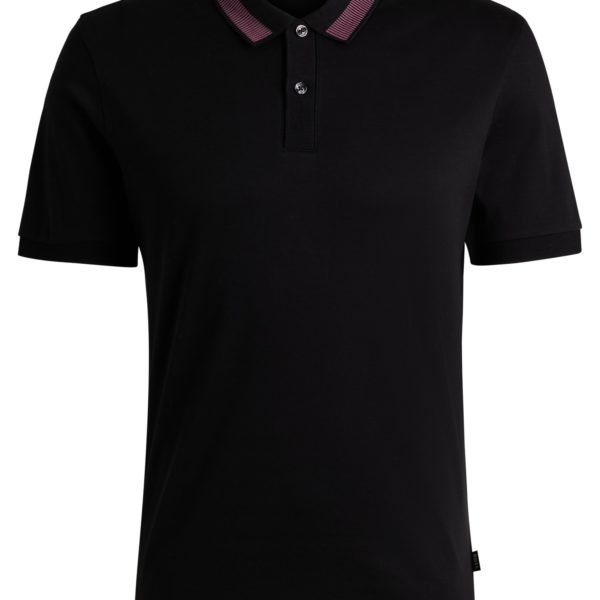 Polo Slim en coton mercerisé avec col à rayures – Hugo Boss