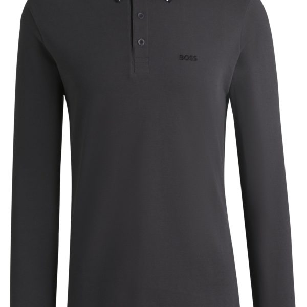 Polo à manches longues en piqué de coton – Hugo Boss