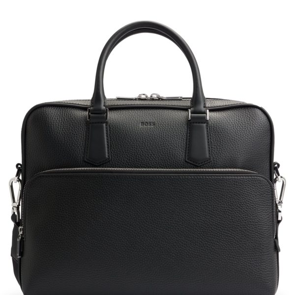 Porte-documents en cuir italien grainé à logo embossé – Hugo Boss