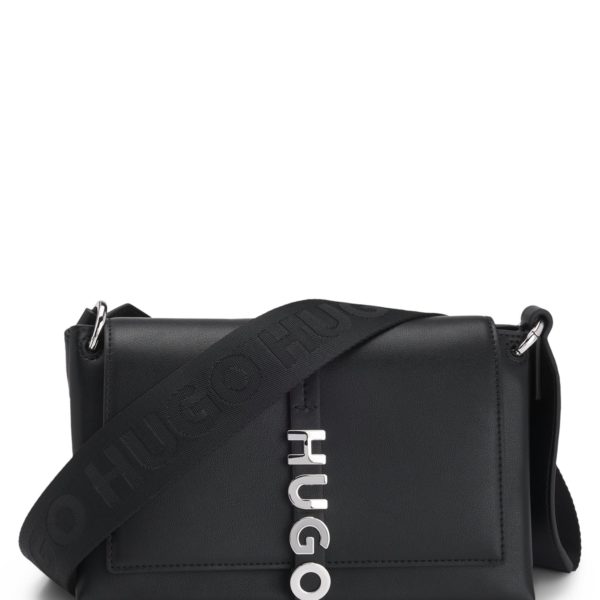 Sac porté croisé en similicuir avec fermoir en métal logoté – Hugo Boss