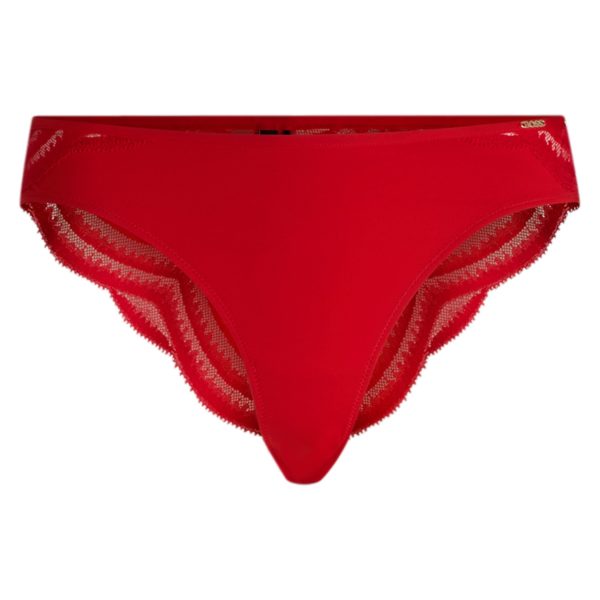Slip avec finition en dentelle et logo – Hugo Boss