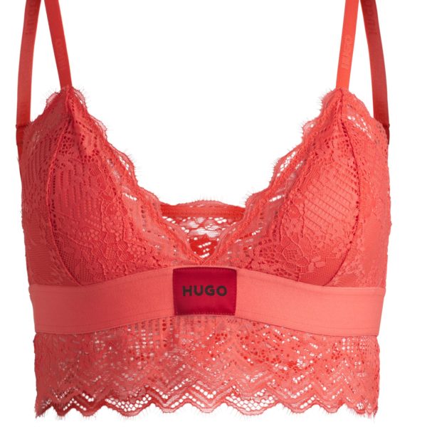 Soutien-gorge avec bordure en dentelle et étiquette logotée rouge – Hugo Boss