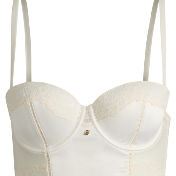 Soutien-gorge long à armatures avec dentelle et monogramme Double B – Hugo Boss