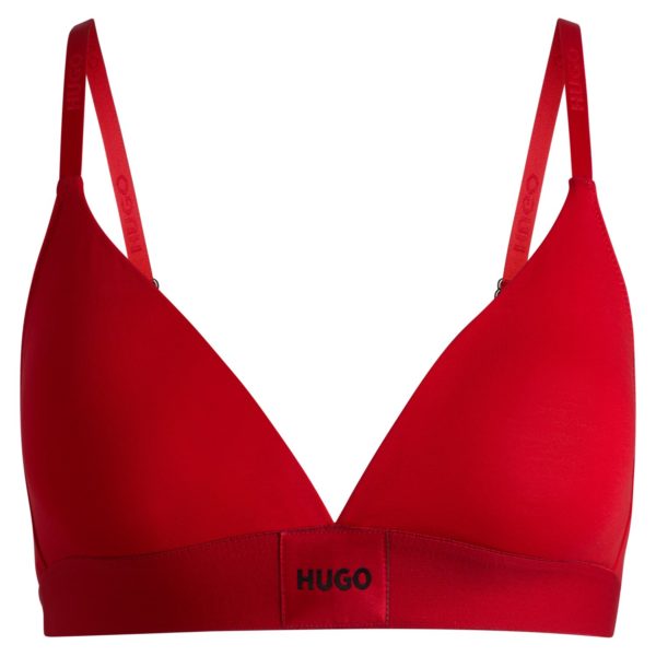 Soutien-gorge triangle en coton stretch avec étiquette logotée rouge – Hugo Boss