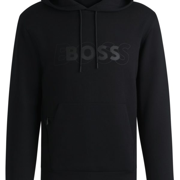 Sweat à capuche Relaxed en coton stretch à logo superposé – Hugo Boss