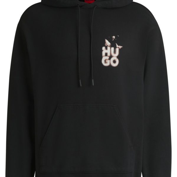 Sweat à capuche Relaxed en molleton avec motif artistique de la saison – Hugo Boss