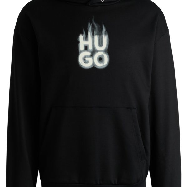 Sweat à capuche en molleton de coton avec logo imprimé revisité effet fumé – Hugo Boss