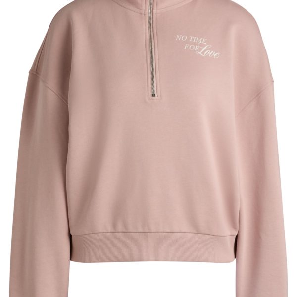 Sweat en molleton de coton à encolure zippée et message – Hugo Boss