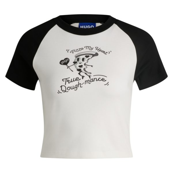 T-shirt Regular en coton avec détails contrastants et motif artistique de la saison – Hugo Boss