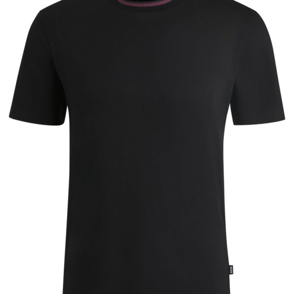 T-shirt Slim en coton mercerisé avec col à rayure – Hugo Boss