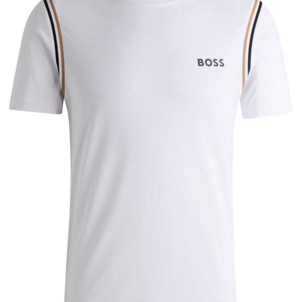 T-shirt actif à la structure gaufrée avec rayures emblématiques – Hugo Boss