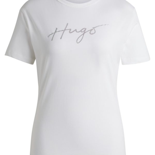 T-shirt en coton à col rond avec imprimé de la saison – Hugo Boss
