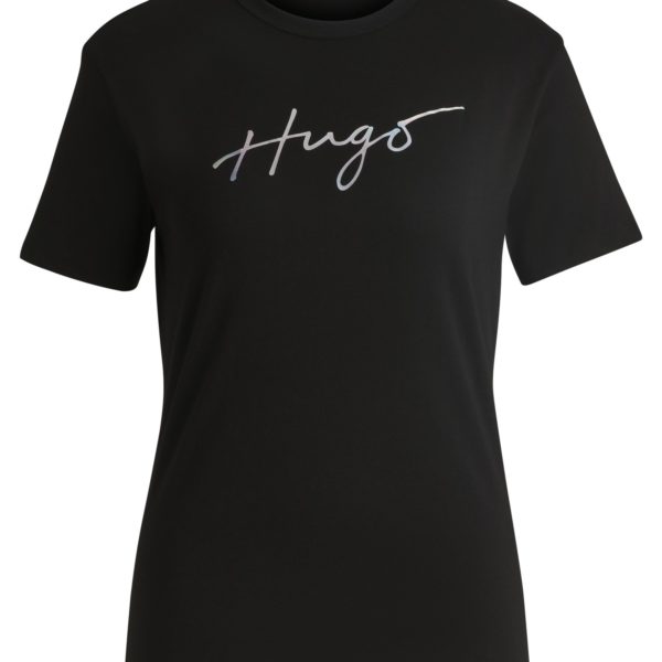 T-shirt en coton à col rond avec imprimé de la saison – Hugo Boss