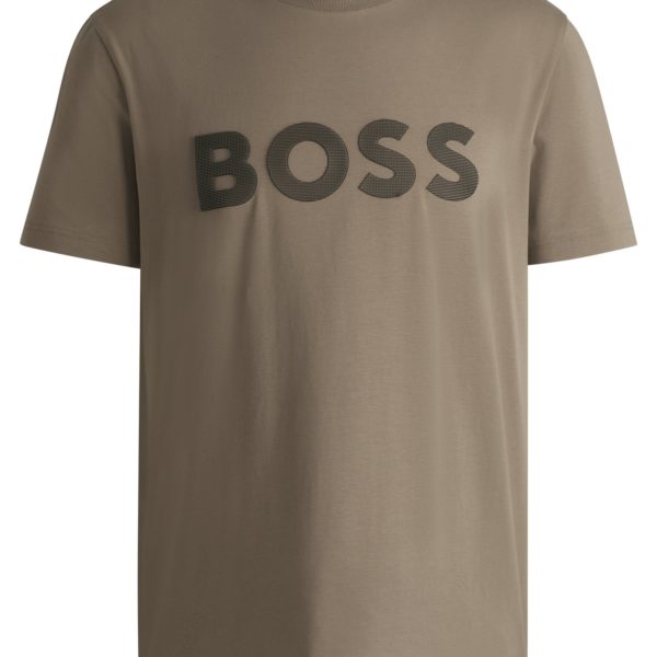 T-shirt en coton stretch avec grand logo – Hugo Boss