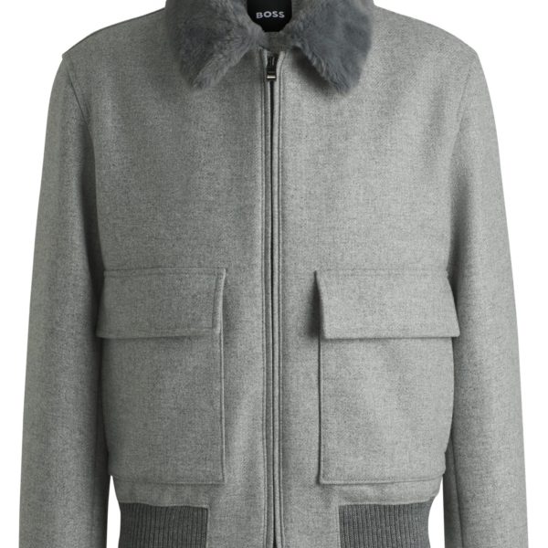 Veste aviateur Regular à col amovible en fourrure synthétique – Hugo Boss