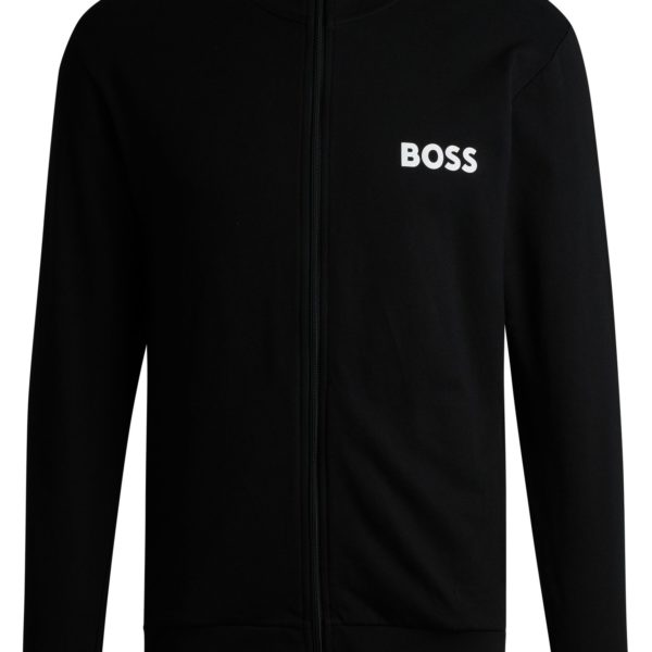 Veste zippée en molleton de coton avec logo contrastant – Hugo Boss