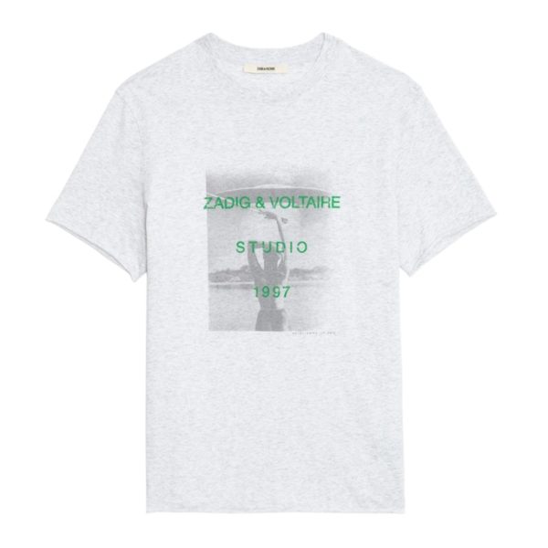 T-shirt Ted Photoprint Gris Chine Clair - Taille XS - Homme - Zadig & Voltaire