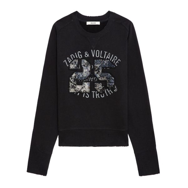 Sweatshirt Arvene Strass Gris Chine Clair – Taille S – Femme – Zadig & Voltaire
