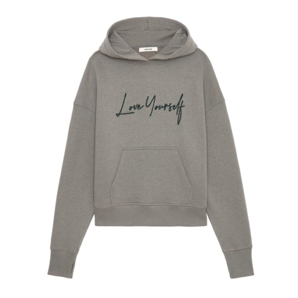 Sweatshirt Mia Love Yourself Strass Medium Grey – Taille XS – Femme – Zadig & Voltaire