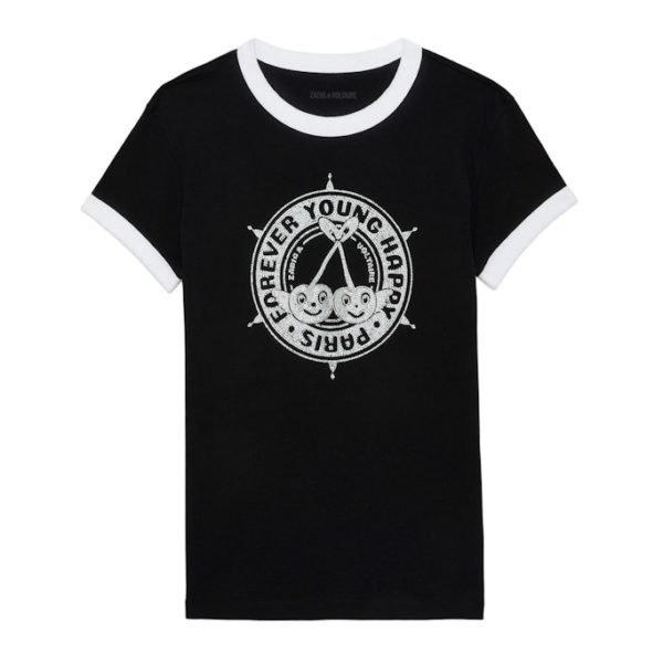 T-shirt Walk Blason Strass Noir – Taille XS – Femme – Zadig & Voltaire
