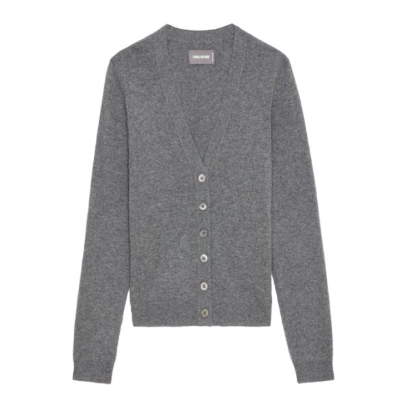 Cardigan Jemmy Patch 100% Cachemire Gris Chine – Taille XS – Femme – Zadig & Voltaire