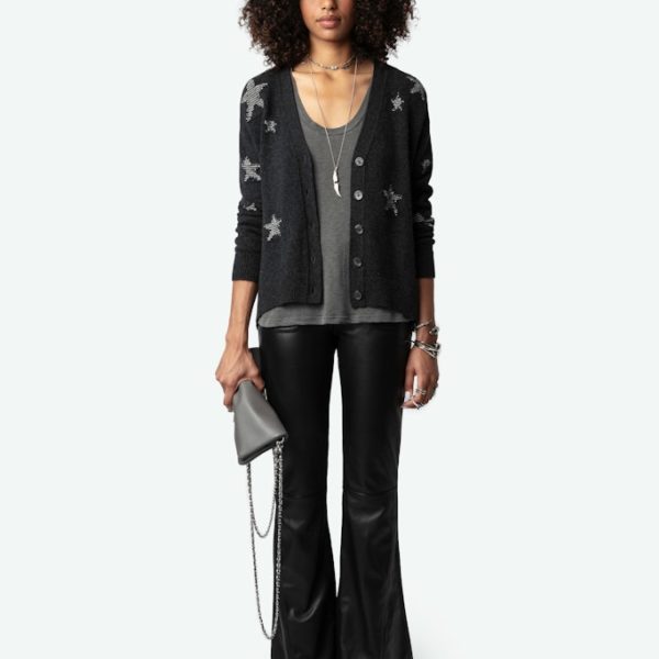 Cardigan Mirka Stars 100% Cachemire Anthracite – Taille XS – Femme – Zadig & Voltaire