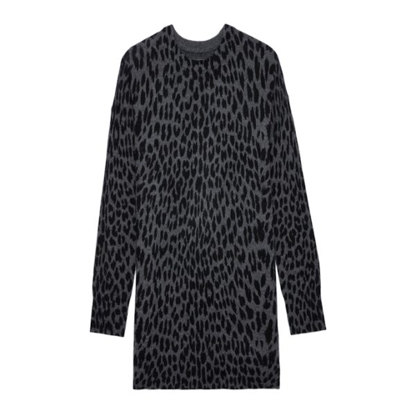 Robe Malia Léopard Cachemire Charcoal – Taille XS – Femme – Zadig & Voltaire