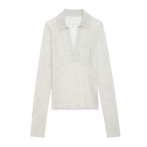 Pull Sally Strass 100% Cachemire Neige – Taille XS – Femme – Zadig & Voltaire