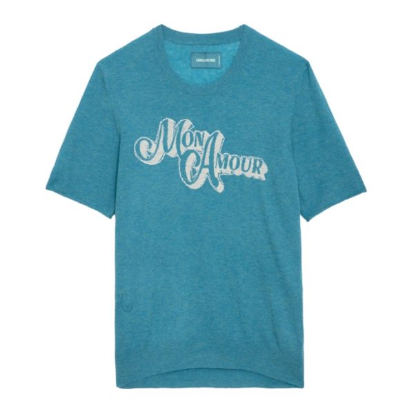 Pull Ida Amour Strass 100% Cachemire Aqua – Taille XS – Femme – Zadig & Voltaire