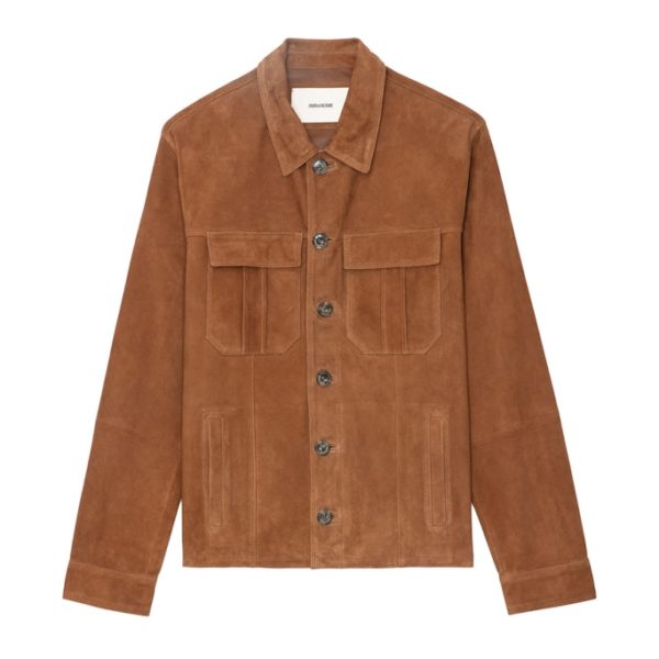 Blouson Kuba Suède Cognac - Taille M - Homme - Zadig & Voltaire