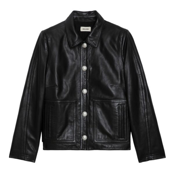 Veste Litchi Cuir Noir – Taille S – Femme – Zadig & Voltaire