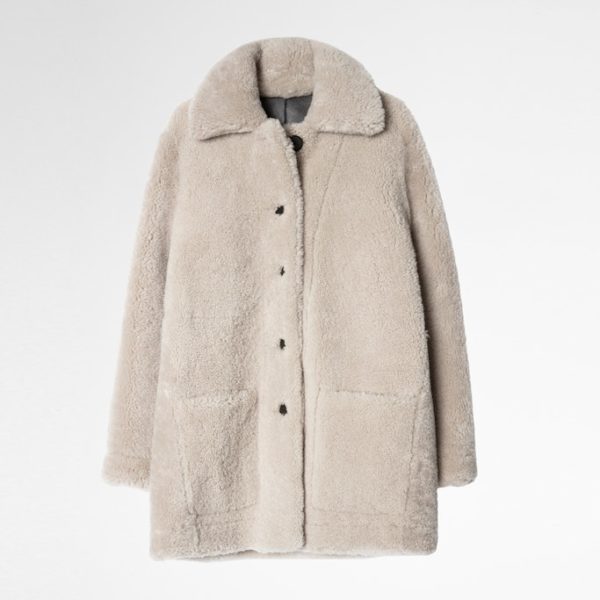 Manteau Magdas Shearling Naturel – Taille S – Femme – Zadig & Voltaire
