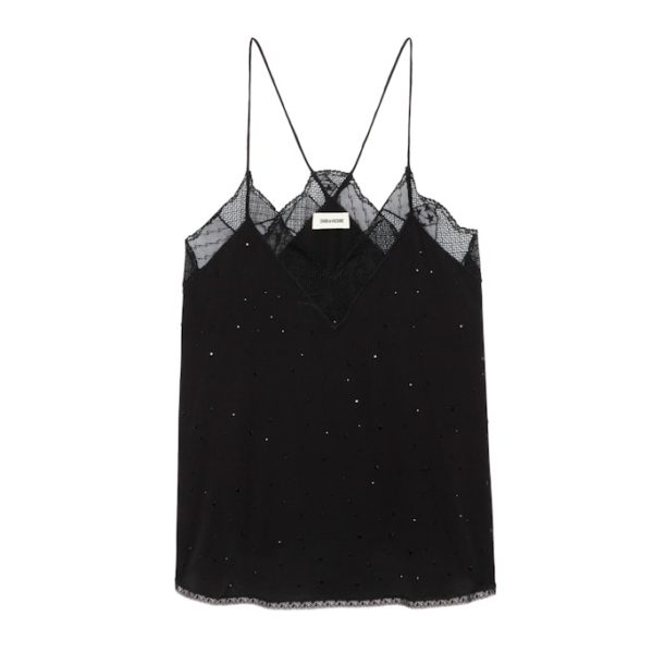 Caraco Christy Strass Soie Noir - Taille XS - Femme - Zadig & Voltaire