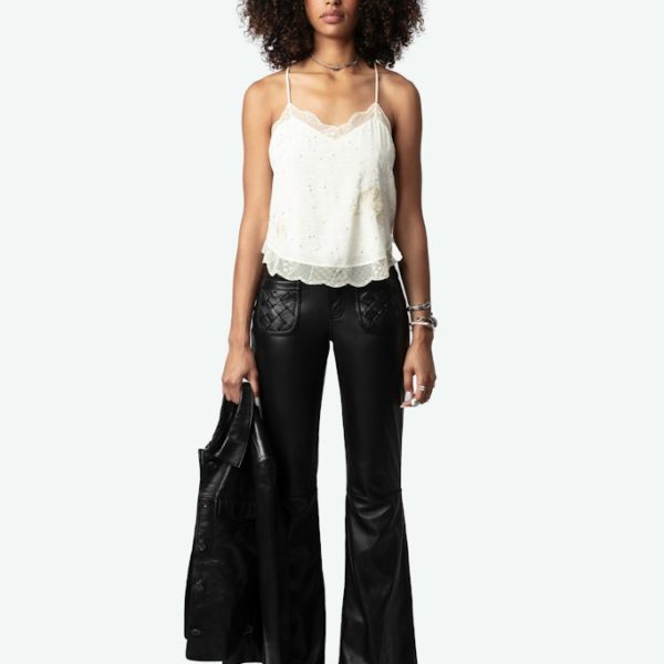 Caraco Claudy Wings Strass Soie Jacquard Vanille - Taille XS - Femme - Zadig & Voltaire