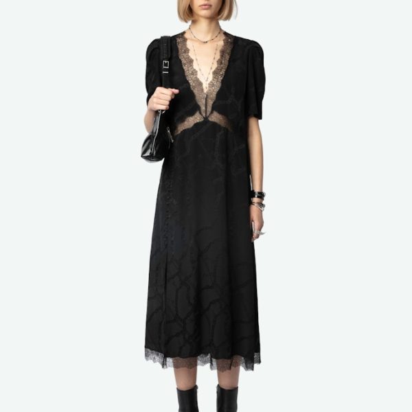 Robe Redox Soie Jacquard Noir - Taille XS - Femme - Zadig & Voltaire