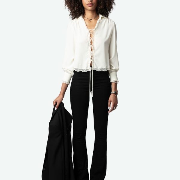 Chemise Topzyl Strass Soie Vanille – Taille S – Femme – Zadig & Voltaire