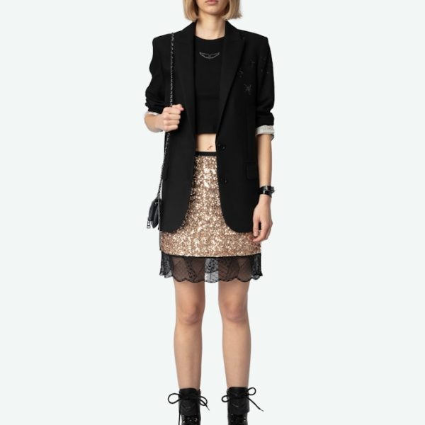 Jupe Justicias Sequins Gold – Taille 34 – Femme – Zadig & Voltaire
